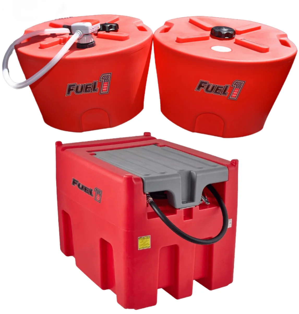 Red Fuel 1 fuel pods stacked on a diesel pod